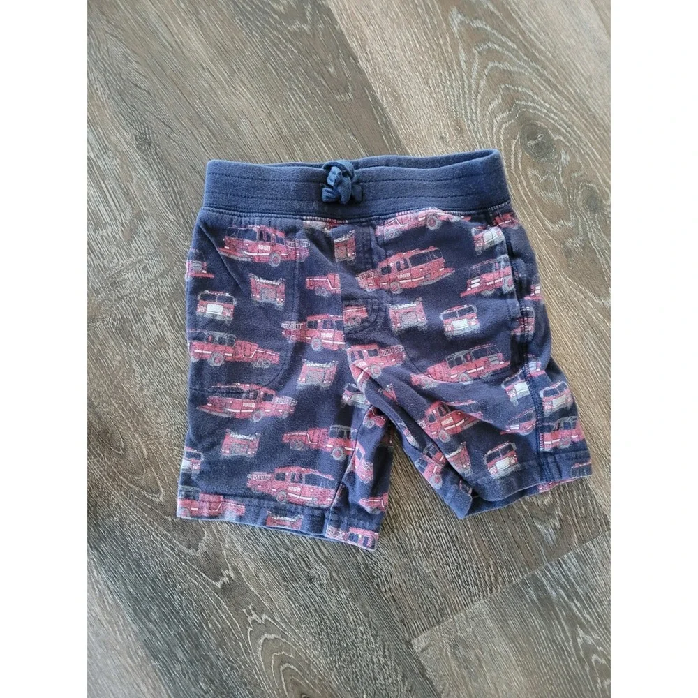 GAP Toddler Boys Navy Blue Fire Truck Print Cotton Knit Shorts Size 3T #10